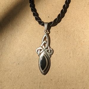 Sterling silver black onyx Celtic pendant